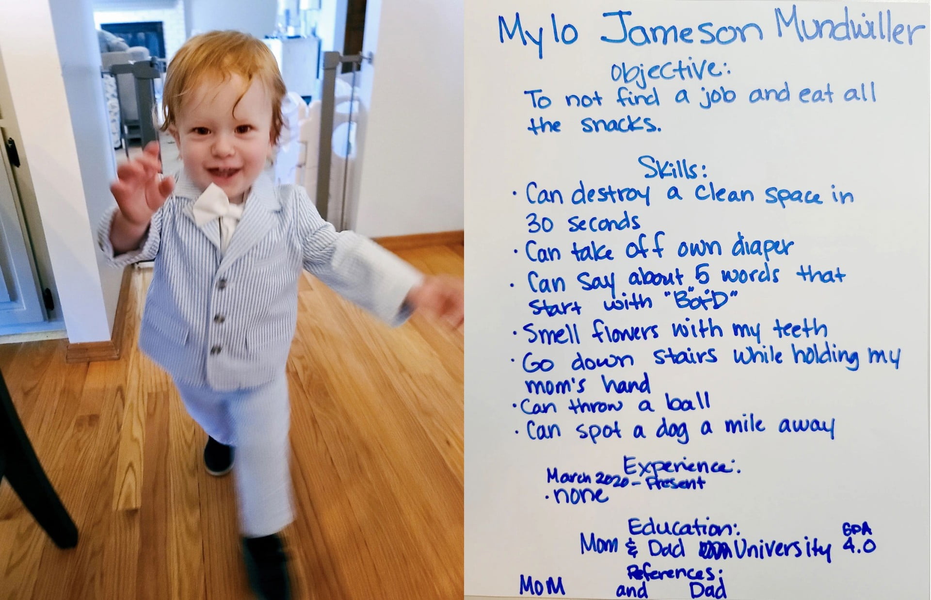 Mom Brings Her Well-Dressed Toddler (and His Resume) to Job Interview in This Viral Video